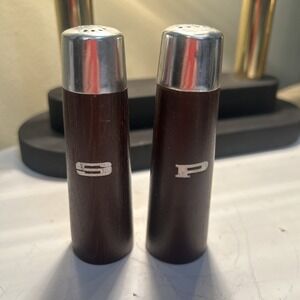 Vintage 60s MCM Lightweight Wood Salt Pepper Shakers Mid Century Modern 4" Japan